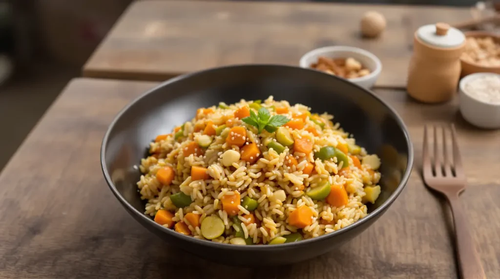 Je prépare ce riz sauté carotte-poireau à la sauce soja dès que je veux un dîner healthy et express