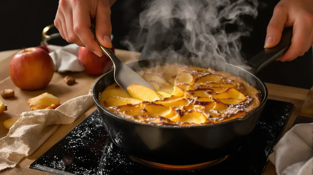 Ce gâteau aux pommes sans four va te sauver : prêt en 10 min à la poêle