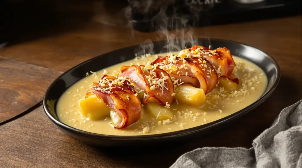 Gratin léger poireaux-jambon : prêt en 25 minutes, savoureux et peu calorique